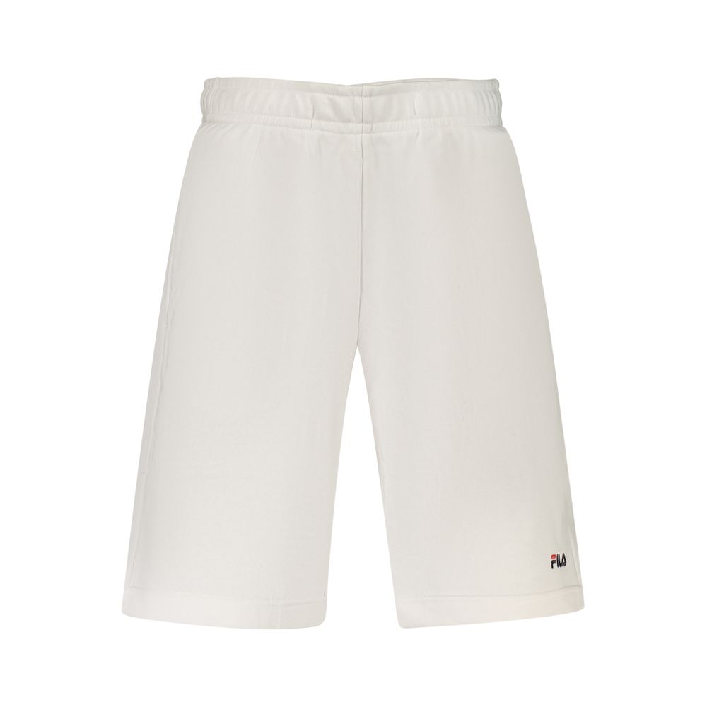 Activewear Shorts by Fila for men in organic cotton & polyester white features a kinetic silhouette, showcasing adjustable-waistband with a kinetic , short, and for a premium athletic look.