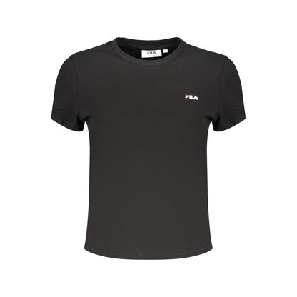 T-Shirt by Fila for women in stretch cotton black showcases a dramatic silhouette, elegantly detailed with a dramatic crew neckline and for a truly dramatic finish.