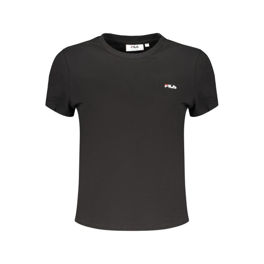 T-Shirt by Fila for women in stretch cotton black showcases a dramatic silhouette, elegantly detailed with a dramatic crew neckline and for a truly dramatic finish.