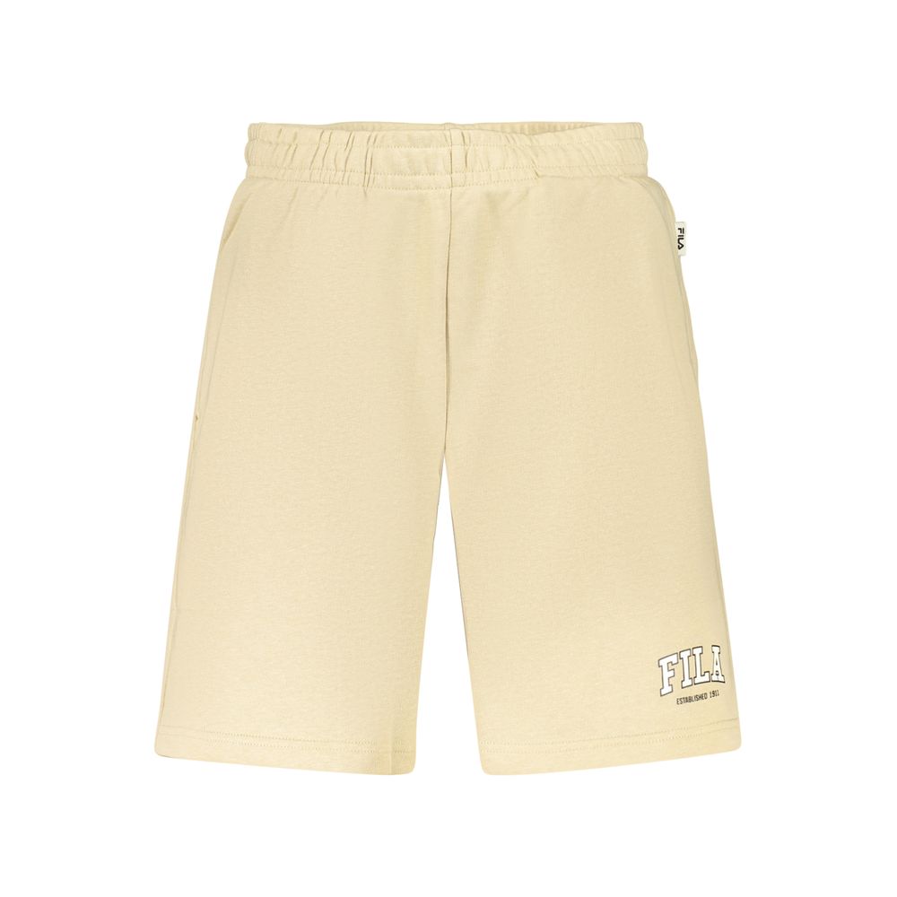 Activewear Shorts by Fila for men in organic cotton & polyester beige & print features an athletic athletic and short with a and high-performance adjustable-waistband.