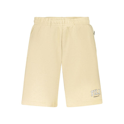 Activewear Shorts by Fila for men in organic cotton & polyester beige & print features an athletic athletic and short with a and high-performance adjustable-waistband.