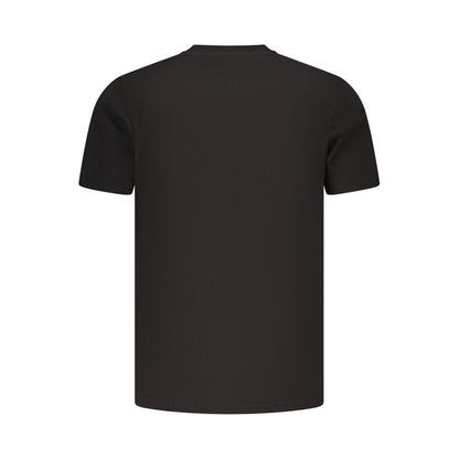 Activewear T-Shirt by Tommy Hilfiger for men in cotton black & orange features a dynamic silhouette with and crew neckline enhanced by functional .