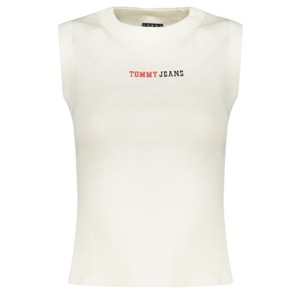 Tank Top by Tommy Hilfiger for women in stretch cotton white & print showcases a meticulous silhouette, artfully finished with a meticulous crew neckline and sleeveless for a sophisticated, meticulous look.