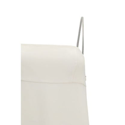 Dress by Brunello Cucinelli for women in silk & acetate white features a dramatic silhouette, showcasing an elegant and that flows into a dramatic long.