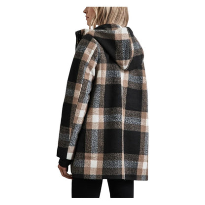 Hooded Overcoat by Street One for women in polyester beige showcases a architectural silhouette, artfully detailed with a distinctive hooded neckline and functional thermal, pockets & hooded for a architectural finish.