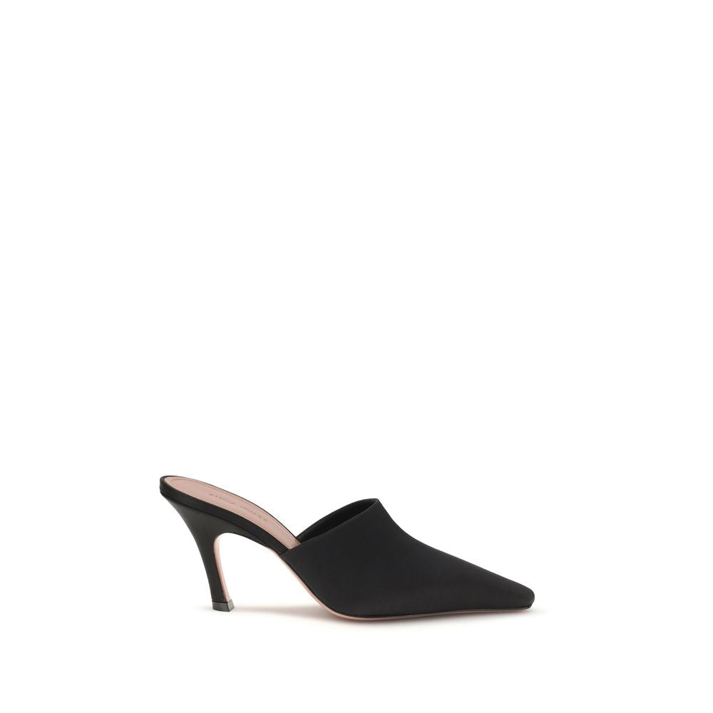 Mules Sandals by Amina Muaddi for women in silk black & signature features an statuesque Jamie Women's Silk Mules Sandals silhouette with a refined and elegant .