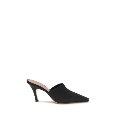 Mules Sandals by Amina Muaddi for women in silk black & signature features an statuesque Jamie Women's Silk Mules Sandals silhouette with a refined and elegant .