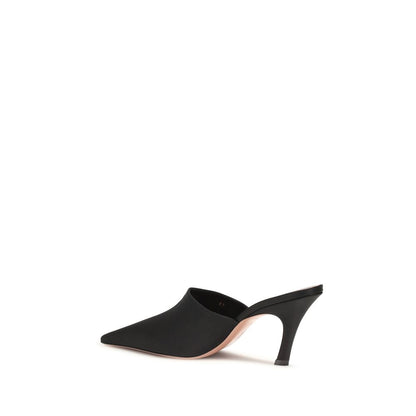 Mules Sandals by Amina Muaddi for women in silk black & signature showcases a sculptural silhouette as Jamie Women's Silk Mules Sandals, defined by a sculptural and sculptural for a sculptural look.