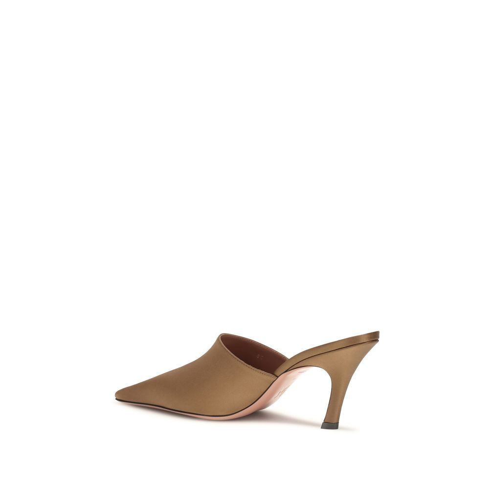 Mules Sandals by Amina Muaddi for women in silk and brown & signature presents a captivating silhouette, showcasing the signature style of the Jamie Women's Silk Mules Sandals with a captivating and captivating .