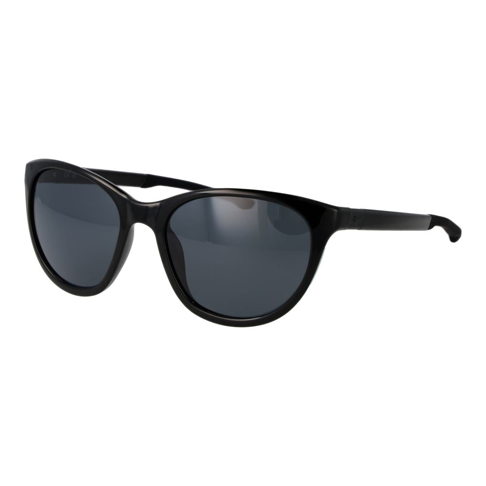 This Sunglasses by Nike for women in plastic black presents a sumptuous silhouette, showcasing a sumptuous full-rim cat-eye frame design in black coloured frame and high-performance non-polarized category-3-dark-tint lens.