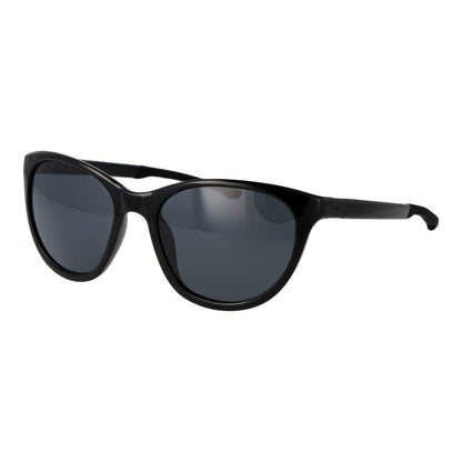 This Sunglasses by Nike for women in plastic black presents a sumptuous silhouette, showcasing a sumptuous full-rim cat-eye frame design in black coloured frame and high-performance non-polarized category-3-dark-tint lens.