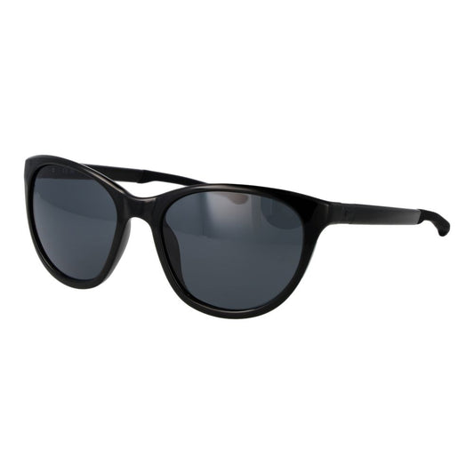 This Sunglasses by Nike for women in plastic black presents a sumptuous silhouette, showcasing a sumptuous full-rim cat-eye frame design in black coloured frame and high-performance non-polarized category-3-dark-tint lens.