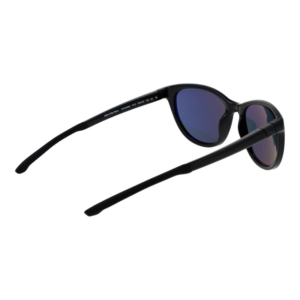 Sunglasses by Nike for women in plastic black features a sumptuous silhouette, showcasing a sumptuous full-rim cat-eye frame design in black coloured frame with high-performance non-polarized category-3-dark-tint lens.