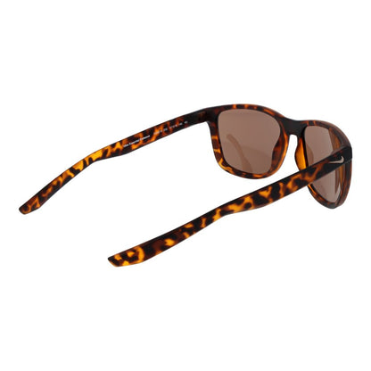 Sunglasses by Nike for men in plastic brown features a sumptuous silhouette, showcasing a sumptuous rectangle full-rim frame design in brown coloured frame with high-performance non-polarized category-3-dark-tint lens.
