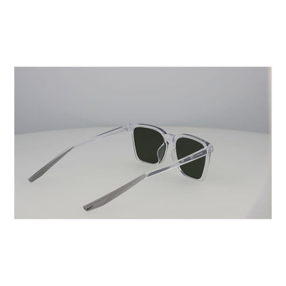 Sunglasses by Nike for men in plastic transparent features a sumptuous silhouette, showcasing a sumptuous full-rim square frame design in transparent coloured frame with high-performance non-polarized category-3-dark-tint lens.