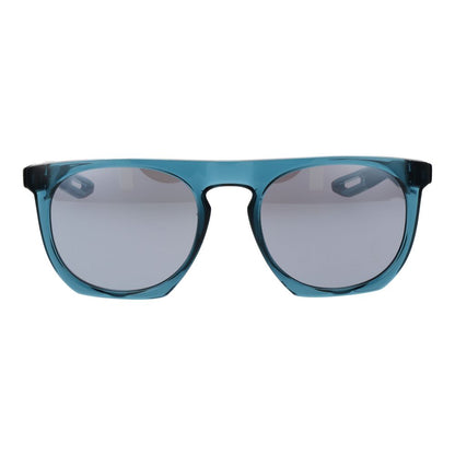 Sunglasses by Nike for unisex in blue features a sumptuous silhouette, showcasing a sumptuous full-rim panto frame design in blue coloured frame with high-performance mirrored category-3-dark-tint lens.