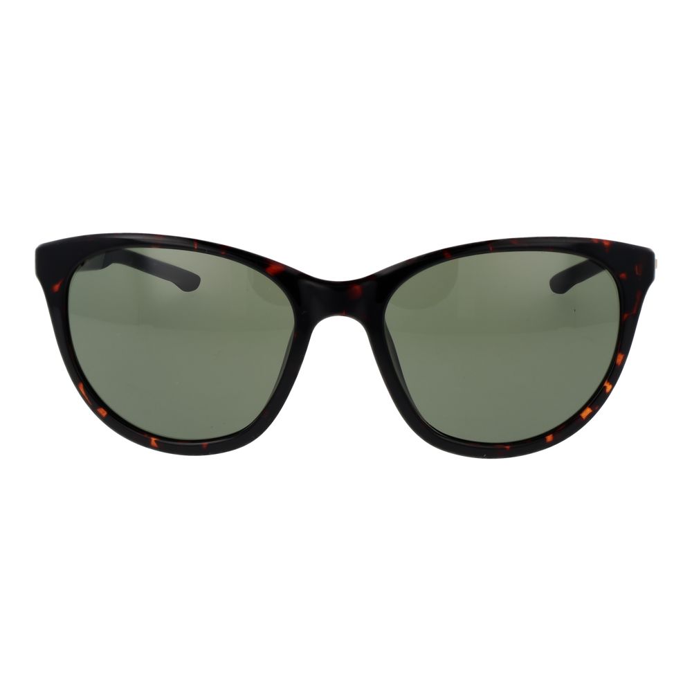 Sunglasses by Nike for women in black showcases a ethereal silhouette, featuring black coloured frame full-rim cat-eye frame design with non-polarized category-3-dark-tint lens for a ethereal finish.