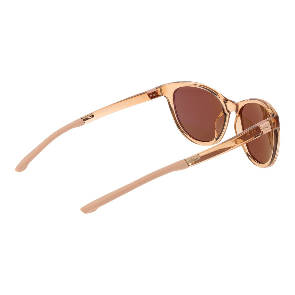 This Sunglasses by Nike for women in beige presents a sumptuous silhouette, showcasing a sumptuous full-rim cat-eye frame design in beige coloured frame and high-performance non-polarized category-3-dark-tint lens.