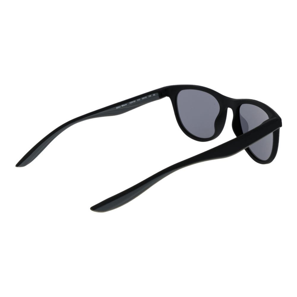 Sunglasses by Nike for unisex in plastic and black presents a sumptuous silhouette, featuring black coloured frame and full-rim round frame design with non-polarized category-3-dark-tint lens for a sumptuous look.