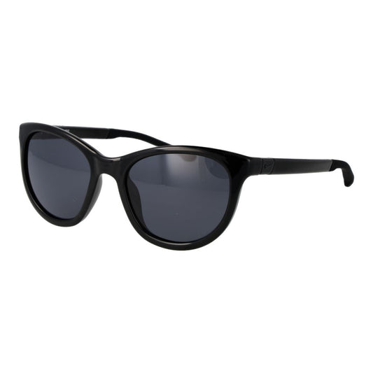 Sunglasses by Nike for women in plastic black features an lustrous full-rim cat-eye frame design with black coloured frame detailing and non-polarized category-3-dark-tint lens for a lustrous aesthetic.