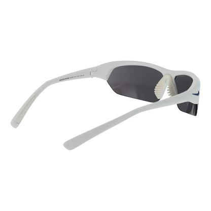 Sunglasses by Nike for men in plastic white features an lustrous rectangle half-rim frame design with white coloured frame detailing and mirrored category-3-dark-tint lens for a lustrous aesthetic.