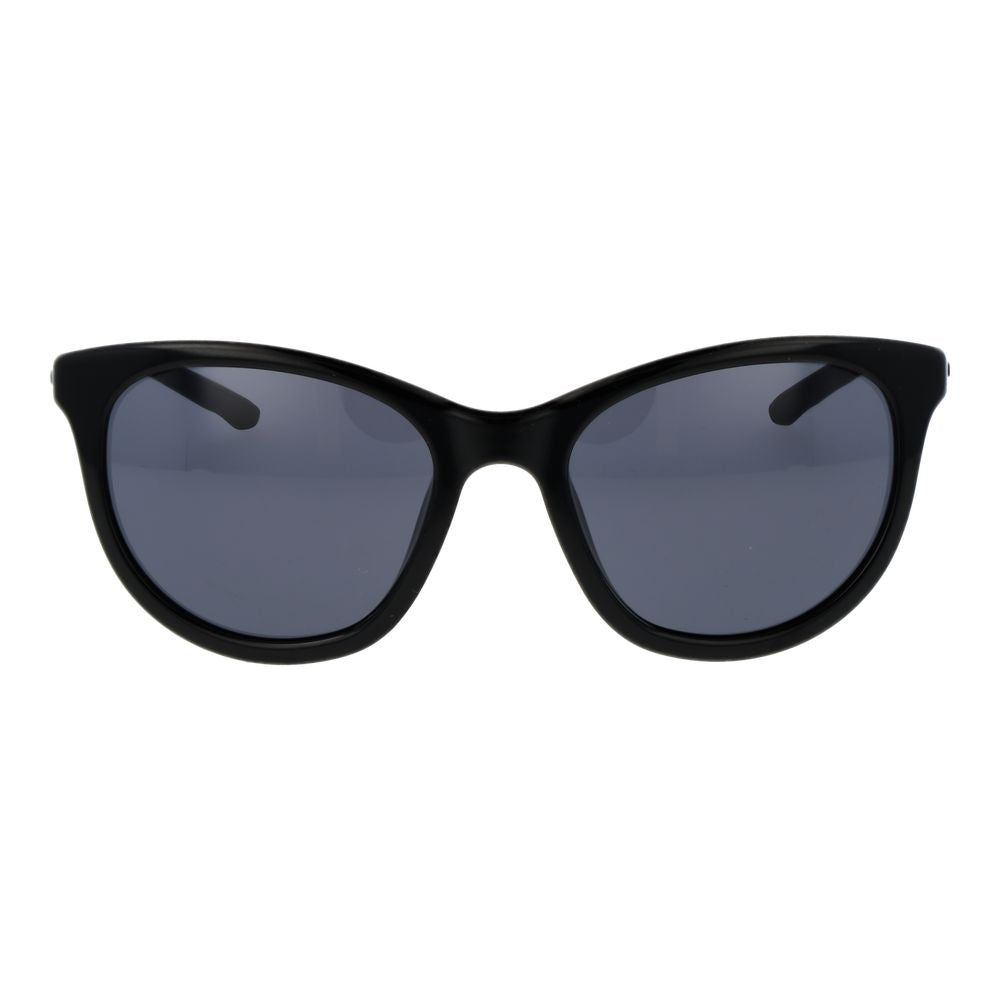 Sunglasses by Nike for women in plastic black features a sumptuous silhouette, showcasing a sumptuous full-rim cat-eye frame design in black coloured frame with high-performance non-polarized category-3-dark-tint lens.