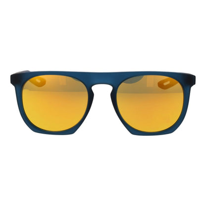 This Sunglasses by Nike for unisex in plastic blue presents a sumptuous silhouette, showcasing a sumptuous full-rim panto frame design in blue coloured frame and high-performance mirrored category-3-dark-tint lens.
