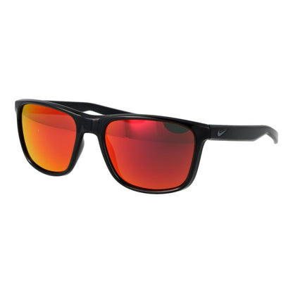 Sunglasses by Nike for unisex in plastic black showcases a ethereal silhouette, featuring black coloured frame rectangle full-rim frame design with mirrored category-3-dark-tint lens for a ethereal finish.