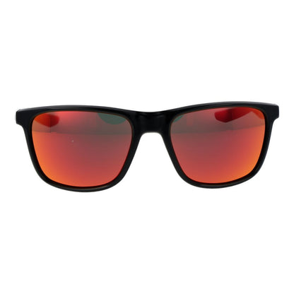 Sunglasses by Nike for unisex in plastic black features a sumptuous silhouette, showcasing a sumptuous rectangle full-rim frame design in black coloured frame with high-performance mirrored category-3-dark-tint lens.