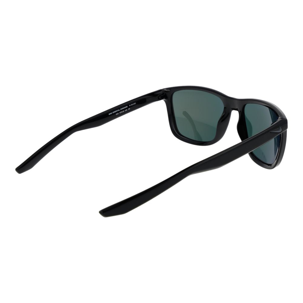 Sunglasses by Nike for unisex in plastic black features an lustrous rectangle full-rim frame design with black coloured frame detailing and mirrored category-3-dark-tint lens for a lustrous aesthetic.