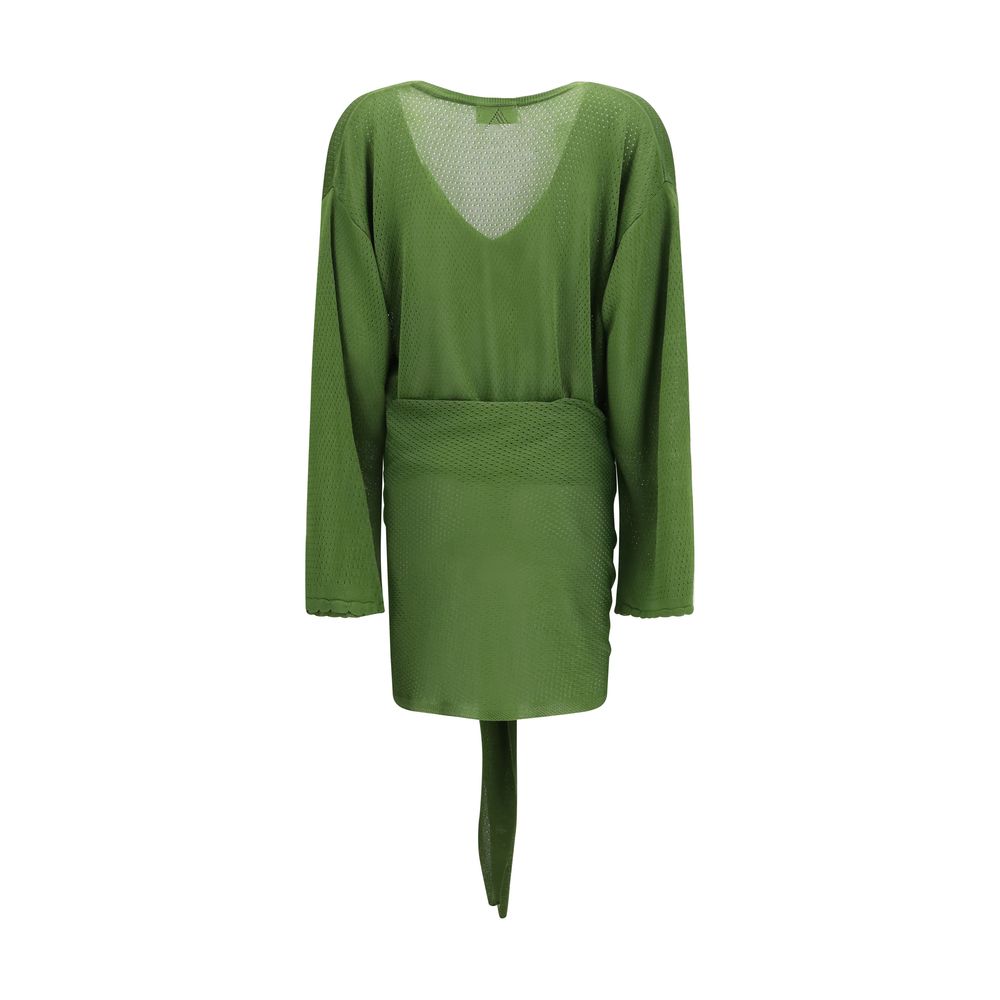 Dress by The Attico for women in viscose bicolour & patterned features an sultry silhouette defined by a and , falling to an sultry short mini for a sultry look.