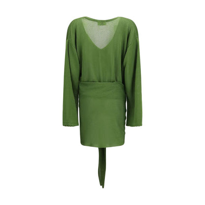 Dress by The Attico for women in viscose bicolour & patterned features an sultry silhouette defined by a and , falling to an sultry short mini for a sultry look.