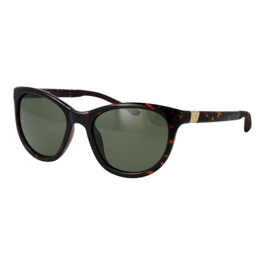 Sunglasses by Nike for women in plastic brown features an ethereal full-rim cat-eye frame design with brown coloured frame frames and non-polarized category-3-dark-tint lens for a ethereal finish.