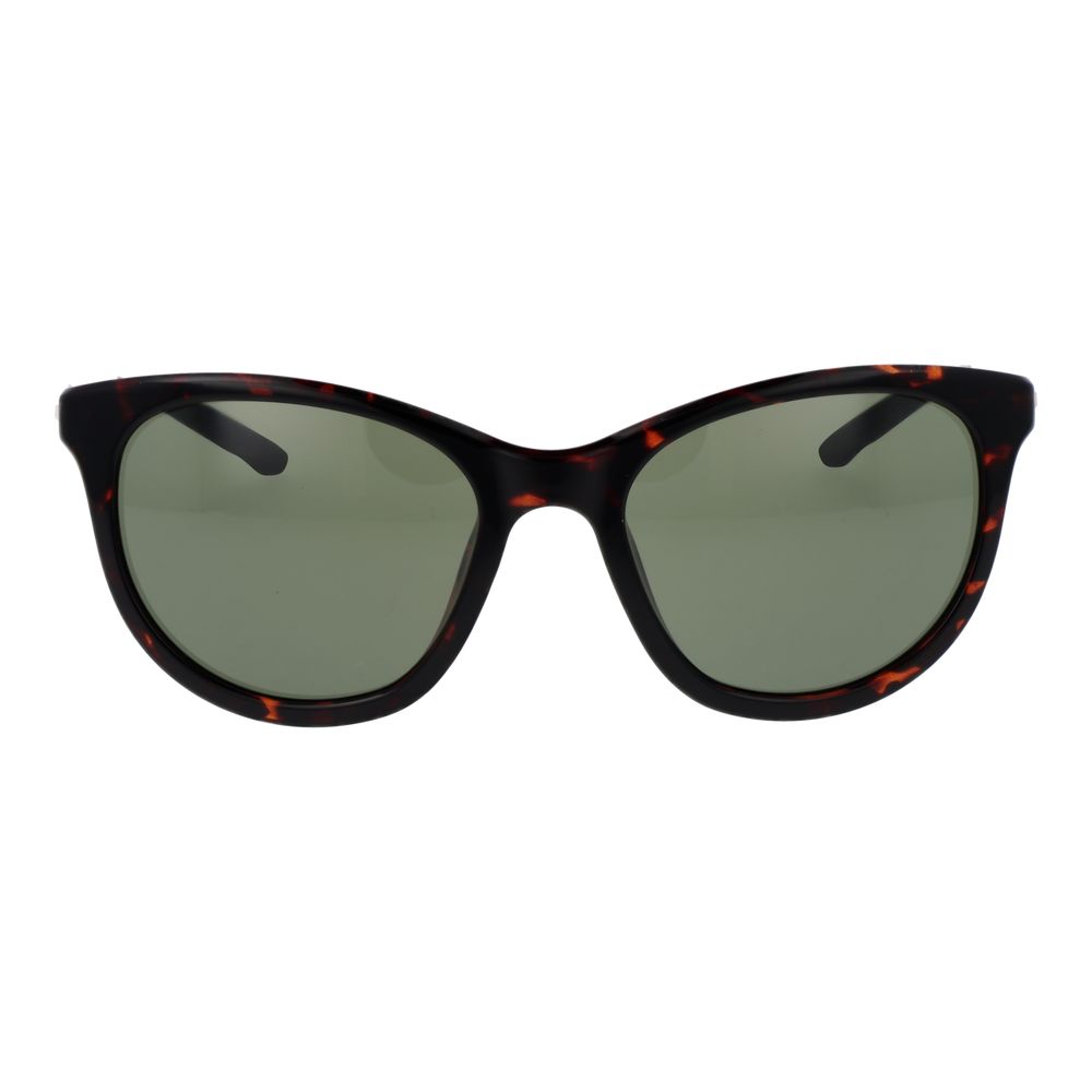 Sunglasses by Nike for women in plastic brown features a sumptuous silhouette, showcasing a sumptuous full-rim cat-eye frame design in brown coloured frame with high-performance non-polarized category-3-dark-tint lens.