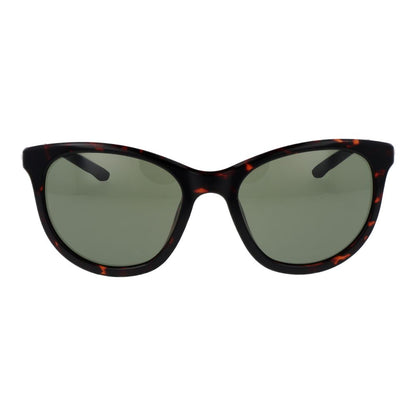 Sunglasses by Nike for women in plastic brown features a sumptuous silhouette, showcasing a sumptuous full-rim cat-eye frame design in brown coloured frame with high-performance non-polarized category-3-dark-tint lens.
