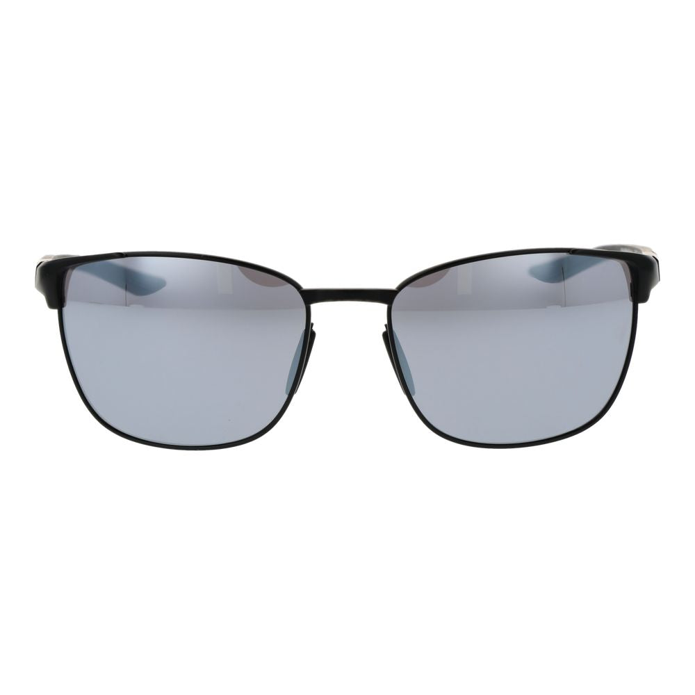 Sunglasses by Nike for men in metal black features an lustrous full-rim square frame design with black coloured frame detailing and mirrored category-3-dark-tint lens for a lustrous aesthetic.