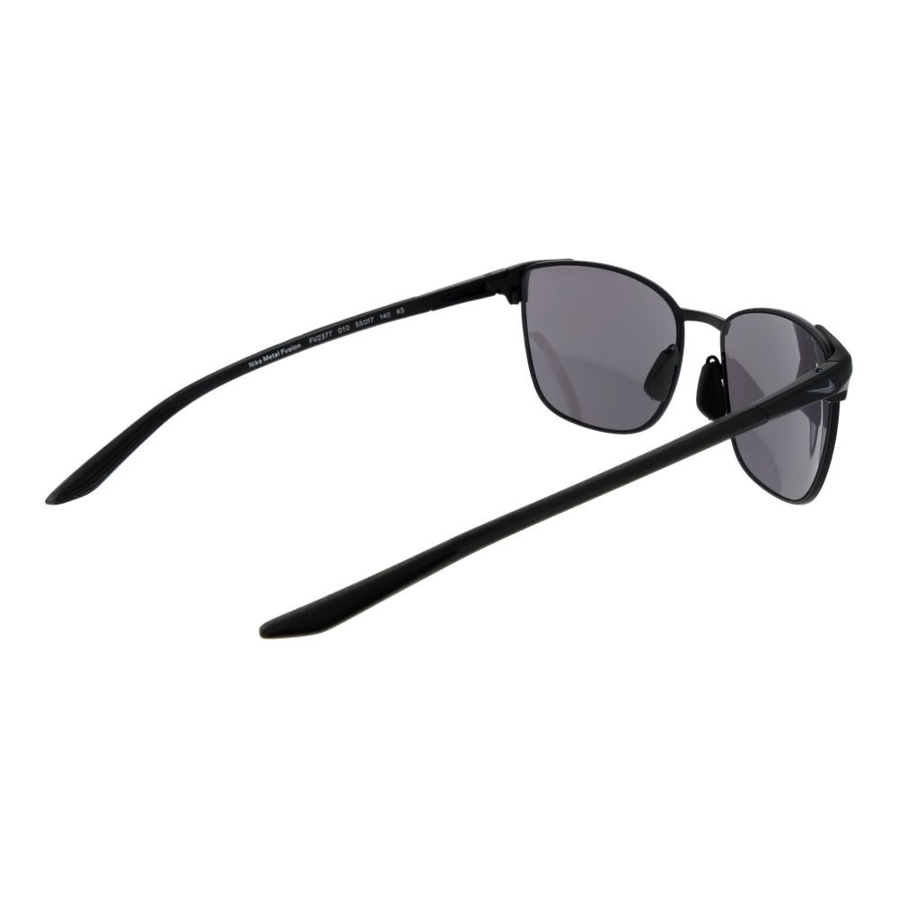 Sunglasses by Nike for men in metal and black featuring an opulent full-rim square frame design with a sophisticated black coloured frame finish and high-performance mirrored category-3-dark-tint lens.