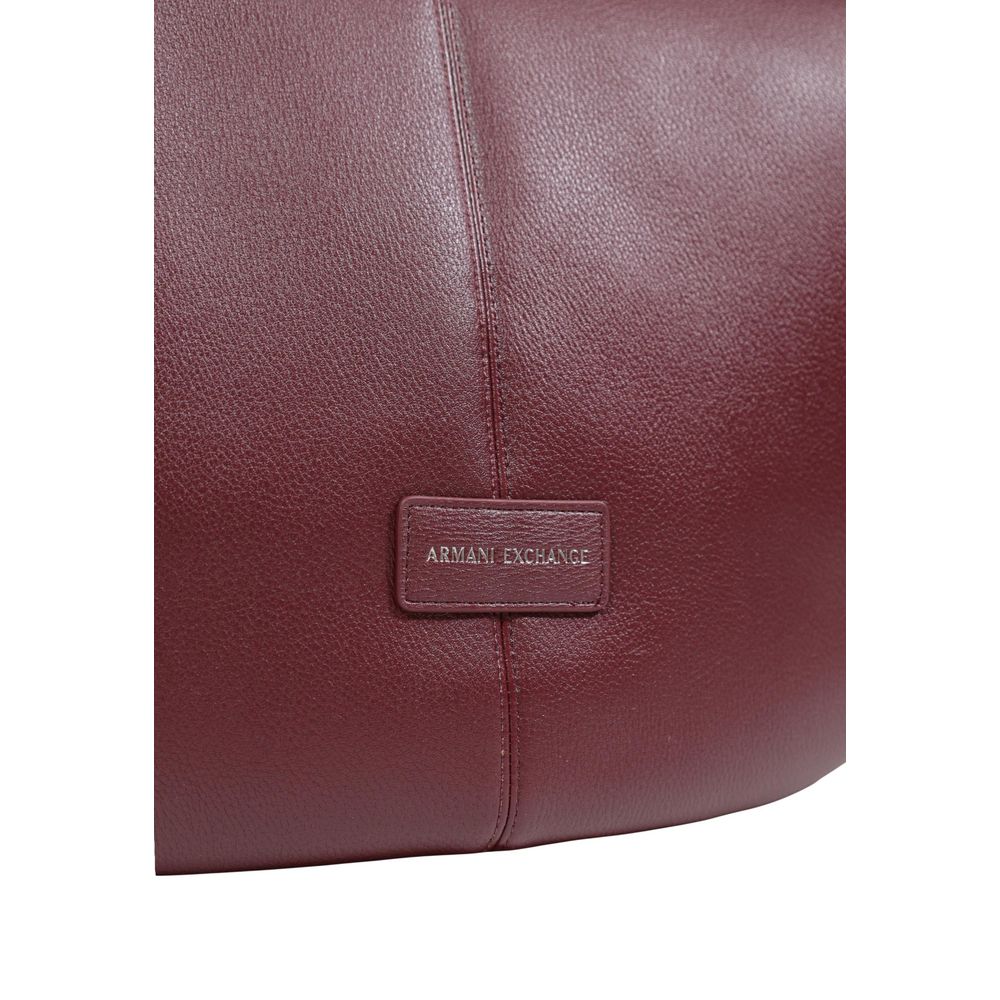 Medium Shoulder Evening Handbag by Armani Exchange for women in polyester burgundy features a ornamental silhouette, showcasing a secure , ample , and ornamental shoulder-strap & adjustable-strap for a sophisticated look.