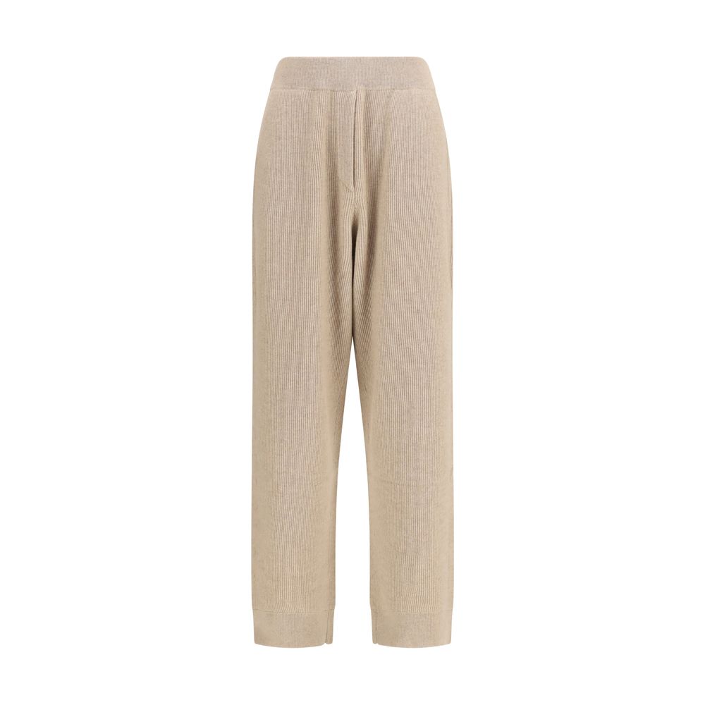 Casual Pants by Brunello Cucinelli for women in cashmere & capra leather beige presents a refined pantology silhouette, artfully defined by a refined pantology straight, regular-fit & wide, long, and a sophisticated .