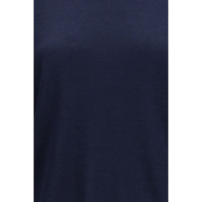 Sweater by Brunello Cucinelli for women in cashmere silk & capra leather blue showcases a sumptuous silhouette, artfully finished with a sumptuous and for a sophisticated, sumptuous look.