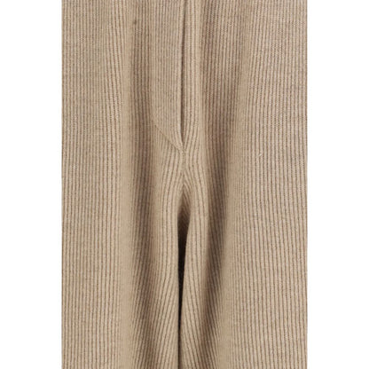 Casual Pants by Brunello Cucinelli for women in cashmere & capra leather beige features an sophisticated and straight, regular-fit & wide with a precise long, creating a sophisticated and sophisticated silhouette.