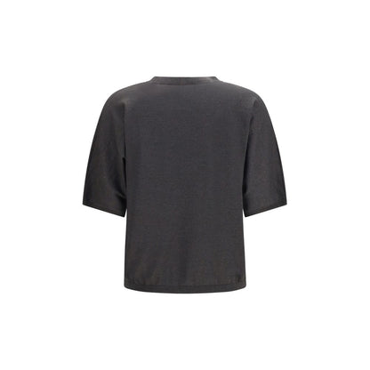 Sweater by Brunello Cucinelli for women in cashmere silk & polyamide gray features an tactile silhouette, showcasing a sophisticated round neckline and tactile for a refined finish.