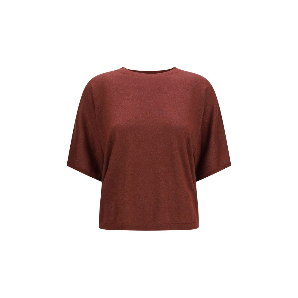 Sweatshirt by Brunello Cucinelli for women in cashmere silk & polyamide bordeaux showcases a slouchy chic silhouette, artfully detailed with a slouchy chic round neckline and short-sleeve for a slouchy chic finish.