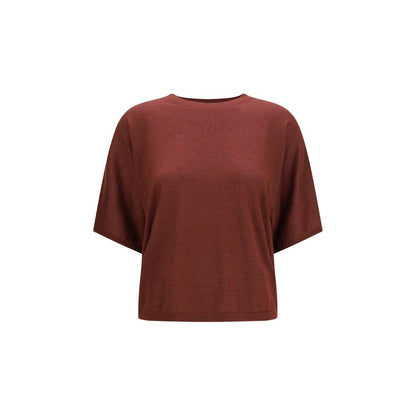 Sweatshirt by Brunello Cucinelli for women in cashmere silk & polyamide bordeaux showcases a slouchy chic silhouette, artfully detailed with a slouchy chic round neckline and short-sleeve for a slouchy chic finish.