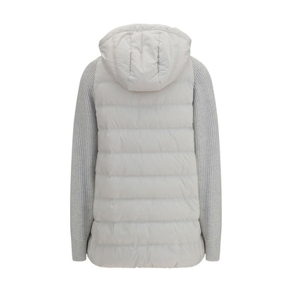 Puffer Jacket by Brunello Cucinelli for women in polyamide & goose-down gray features a city-ready silhouette, detailed with pockets & insulated and a city-ready .