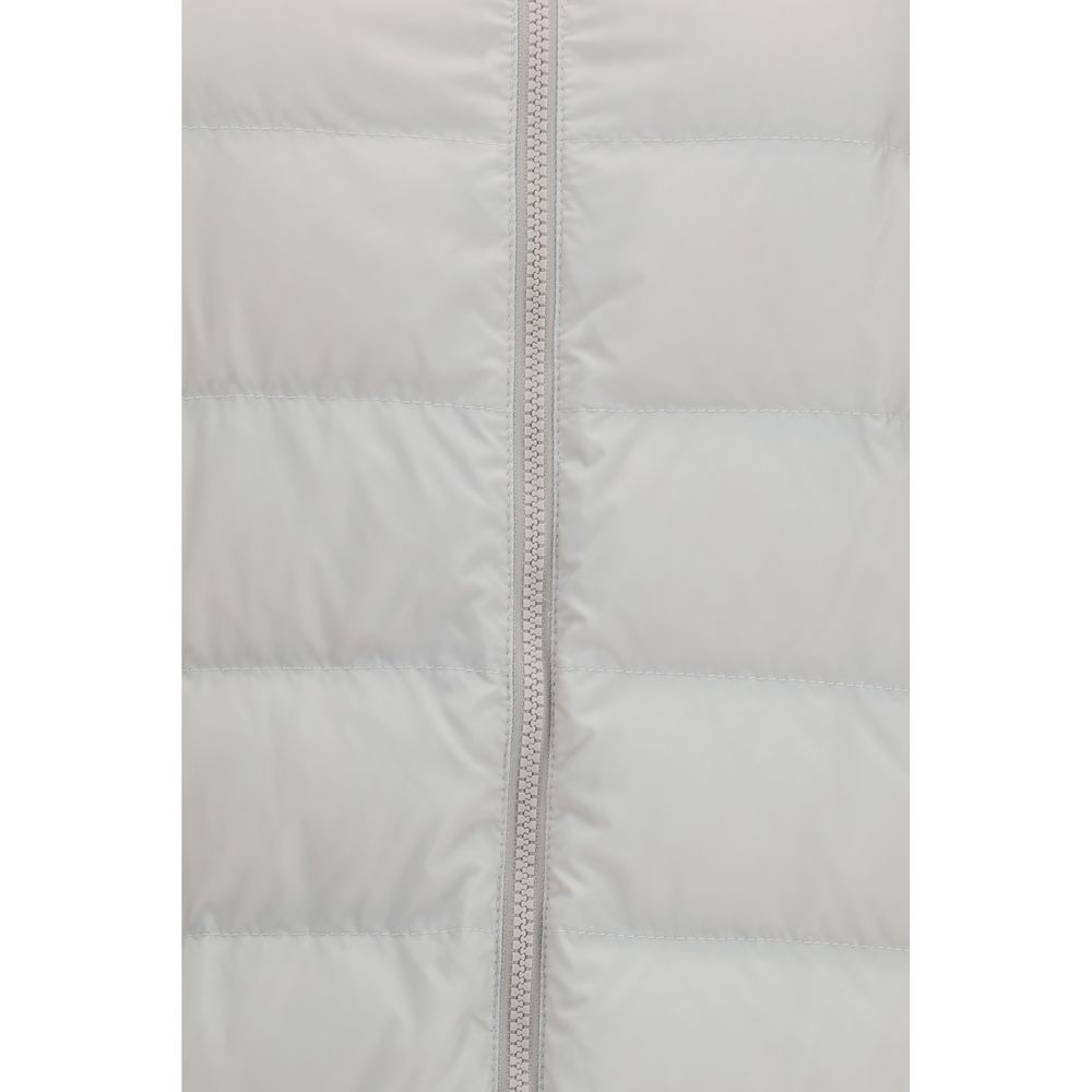 Puffer Jacket by Brunello Cucinelli for women in polyamide & goose-down gray features an on trend silhouette, showcasing refined pockets & insulated and a sophisticated for a truly on trend finish.
