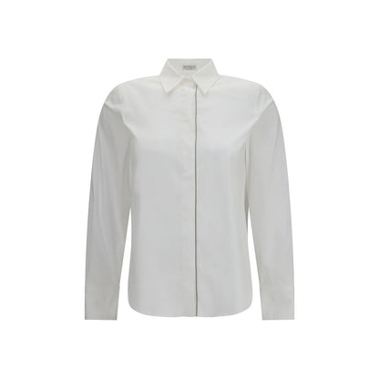 Dress Shirt by Brunello Cucinelli for women in stretch polyamide cotton white, featuring a nuanced long-sleeve and nuanced shirt-collar neckline for a sophisticated finish.
