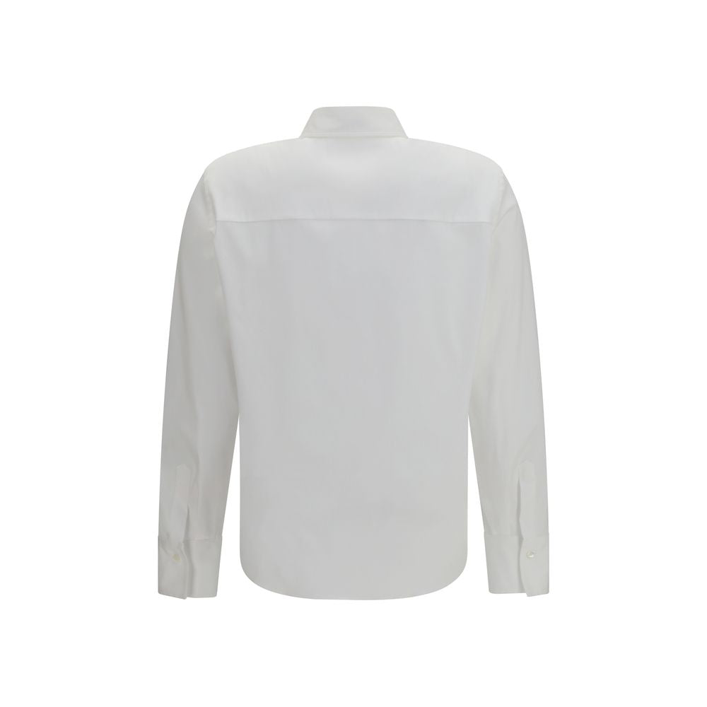 Dress Shirt by Brunello Cucinelli for women in stretch polyamide cotton white showcases a sharp silhouette, elegantly detailed with a sharp shirt-collar neckline and sharp .