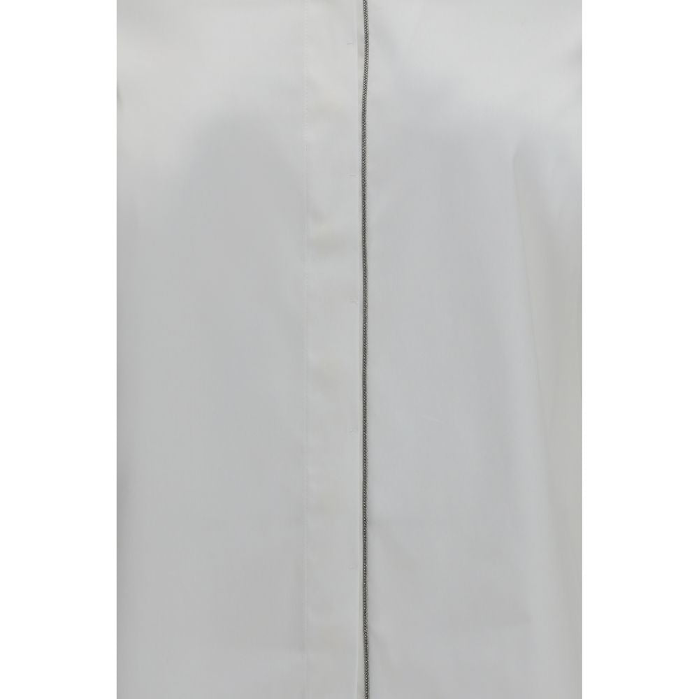 Dress Shirt by Brunello Cucinelli for women in stretch polyamide cotton white presents a discerning silhouette, showcasing a sophisticated and for a truly discerning finish.