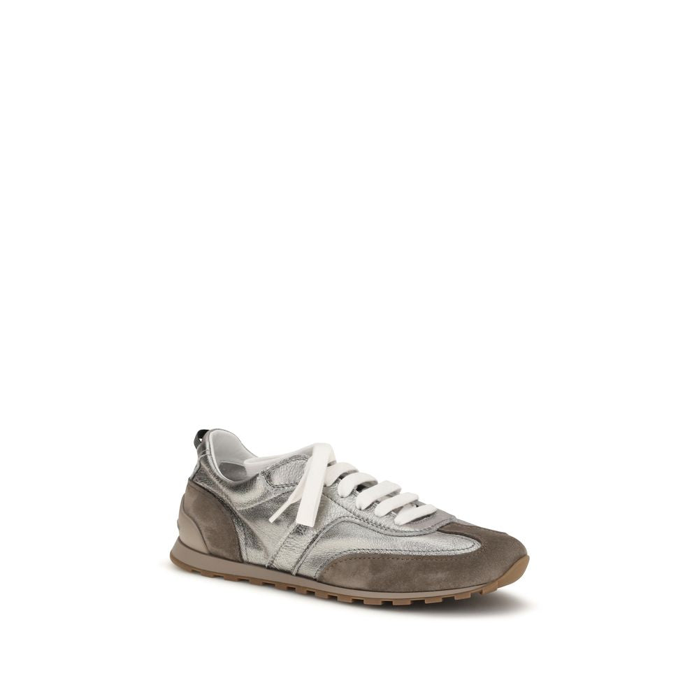 Athletic Sneakers by Brunello Cucinelli for women in bos taurus calf suede leather multicolor presents a sleek silhouette, perfectly capturing the athletic style essence of Women's Athletic Bos Taurus Calf Suede Leather Sneakers with its sleek design and premium finish.